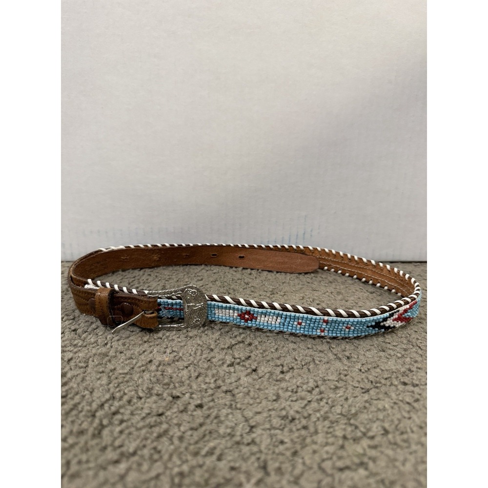 Western Braided Women's Belt Brown Leather Belt Buckle Size 34